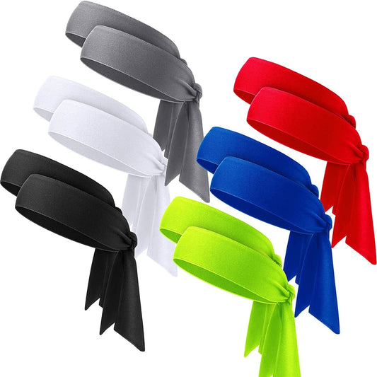12 Pieces Tennis Tie Headband Hair Band Unisex Dry Head Tie Sport Tie Back Headband for Basketball, Running, Tennis, Karate, Athletics Apparel & Accessories > Clothing Accessories > Bandanas & Headties WILLBOND Black, Red, Dark Gray, White, Royal Blue, Fluorescent Yellow