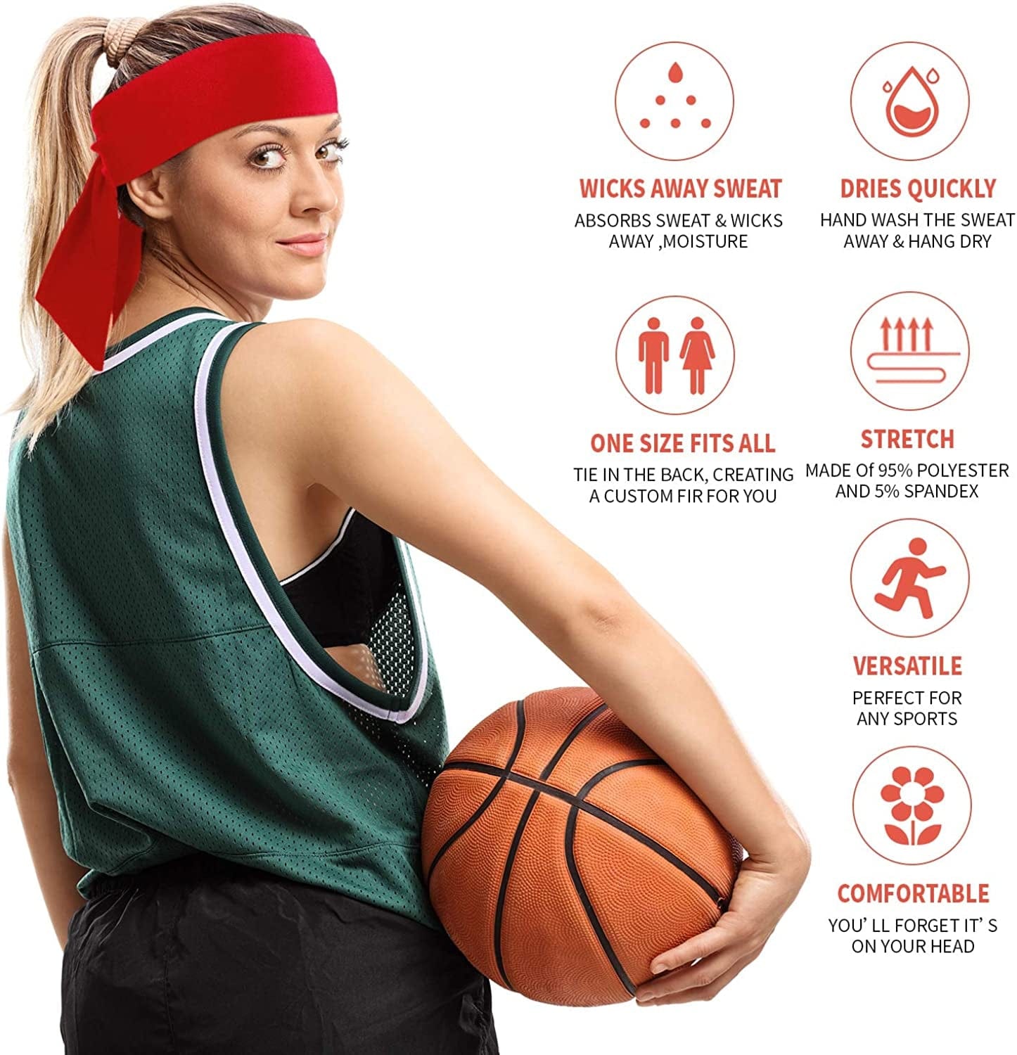 12 Pieces Tennis Tie Headband Hair Band Unisex Dry Head Tie Sport Tie Back Headband for Basketball, Running, Tennis, Karate, Athletics Apparel & Accessories > Clothing Accessories > Bandanas & Headties WILLBOND