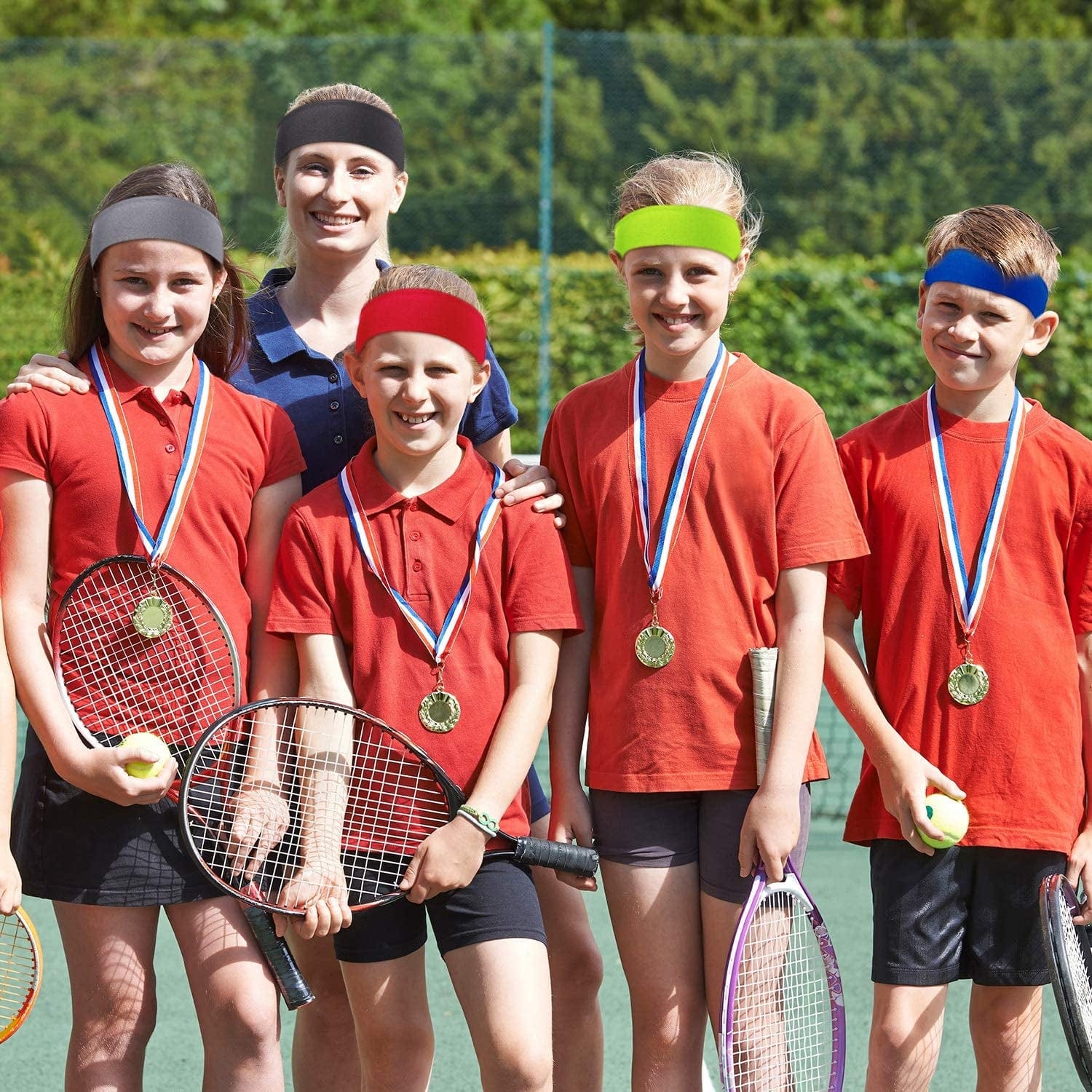 12 Pieces Tennis Tie Headband Hair Band Unisex Dry Head Tie Sport Tie Back Headband for Basketball, Running, Tennis, Karate, Athletics Apparel & Accessories > Clothing Accessories > Bandanas & Headties WILLBOND