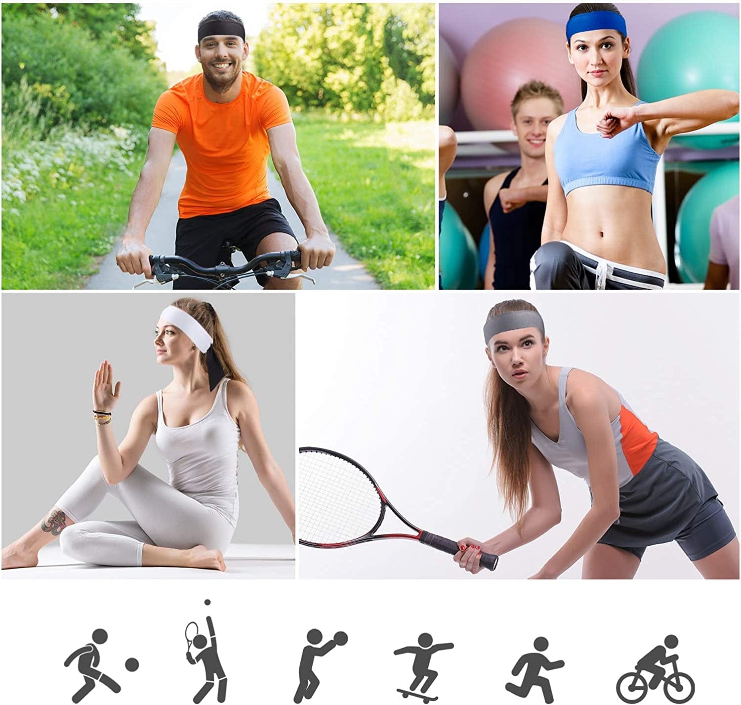 12 Pieces Tennis Tie Headband Hair Band Unisex Dry Head Tie Sport Tie Back Headband for Basketball, Running, Tennis, Karate, Athletics Apparel & Accessories > Clothing Accessories > Bandanas & Headties WILLBOND