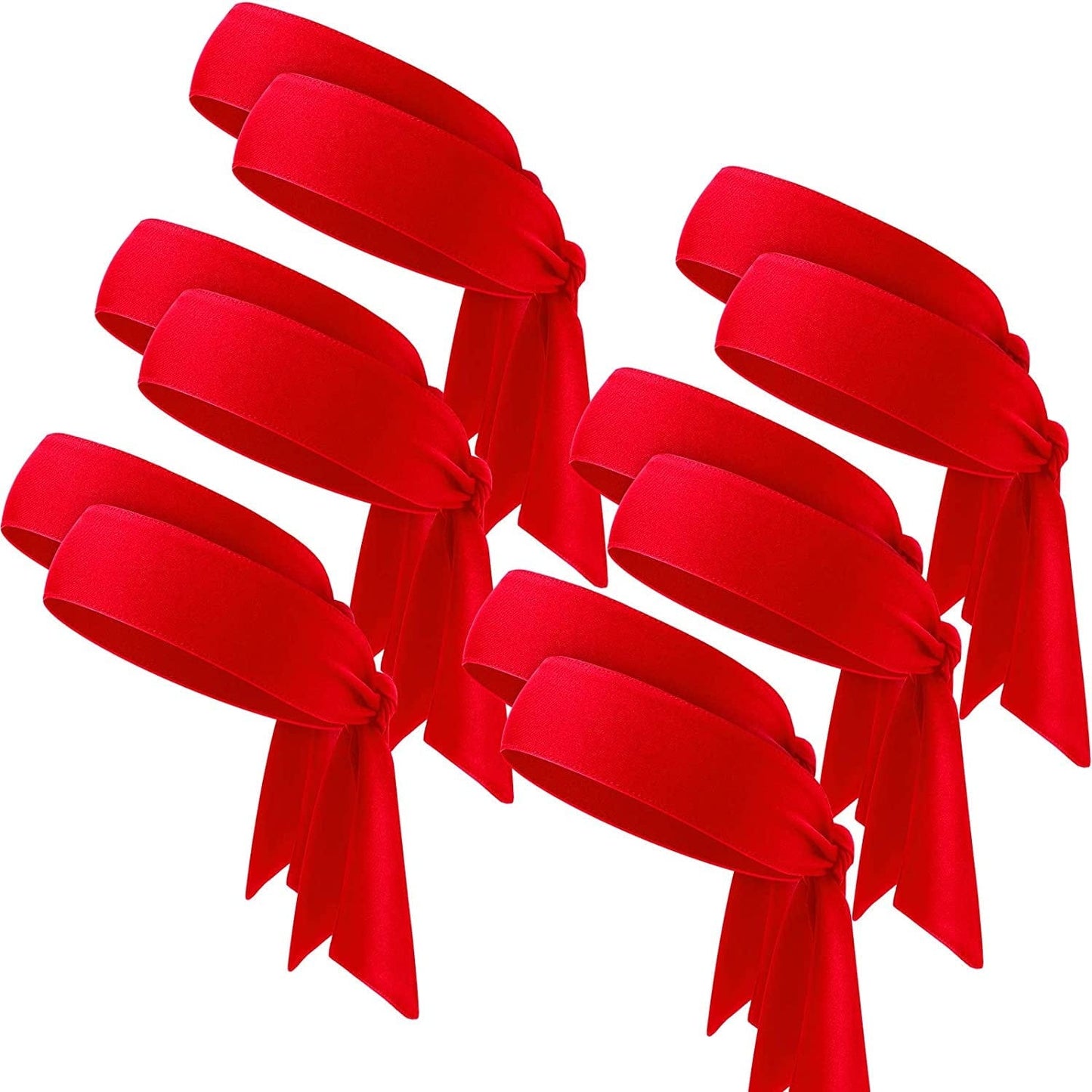 12 Pieces Tennis Tie Headband Hair Band Unisex Dry Head Tie Sport Tie Back Headband for Basketball, Running, Tennis, Karate, Athletics Apparel & Accessories > Clothing Accessories > Bandanas & Headties WILLBOND Red