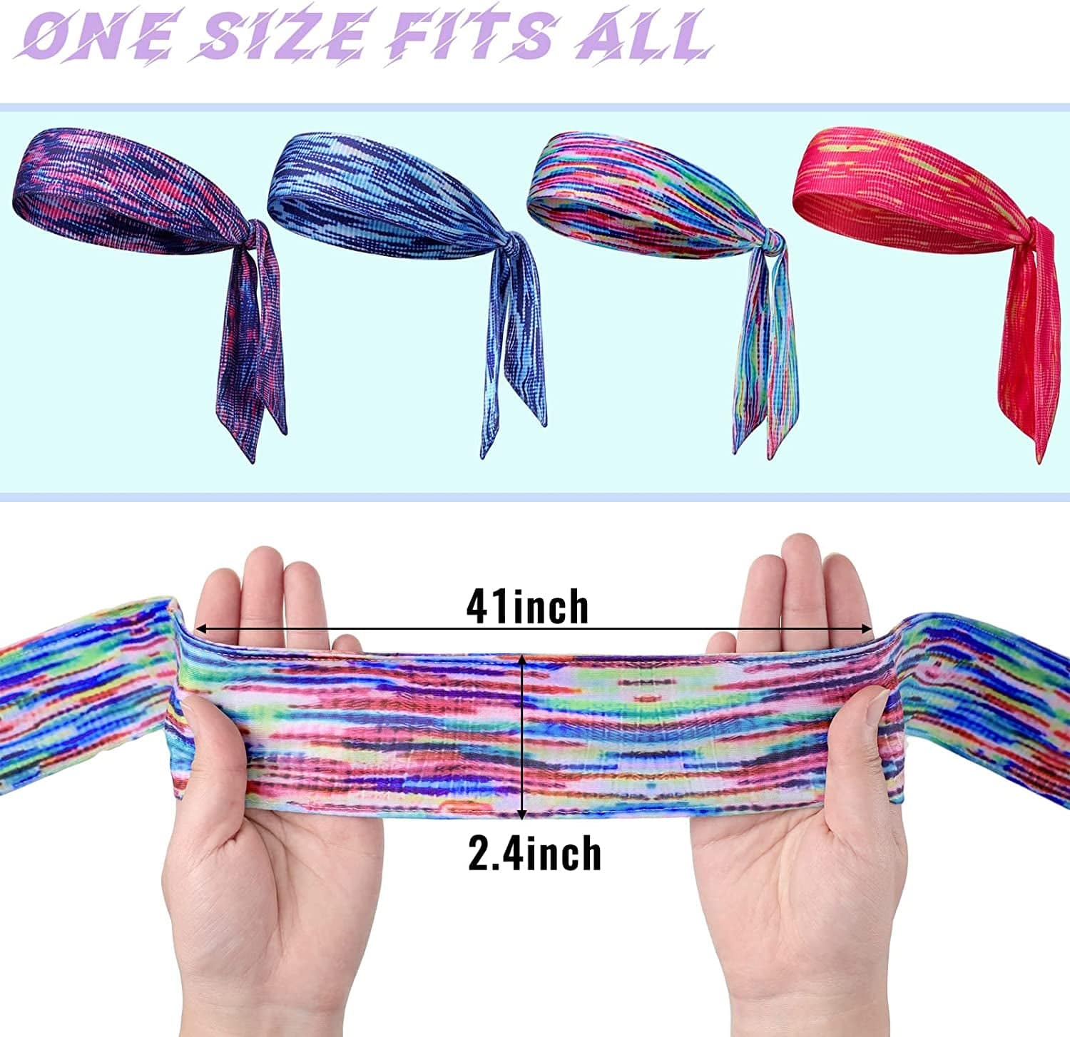 12 Pieces Tie Back Headbands Tie Dye Athletic Sports Head Band Adjustable Non Slip Tie Bandana Headband Running Tie Headband Sports Fan Headbands Sweat Wicking Hair Wrap for Men Women Yoga Workout Apparel & Accessories > Clothing Accessories > Bandanas & Headties Geyoga
