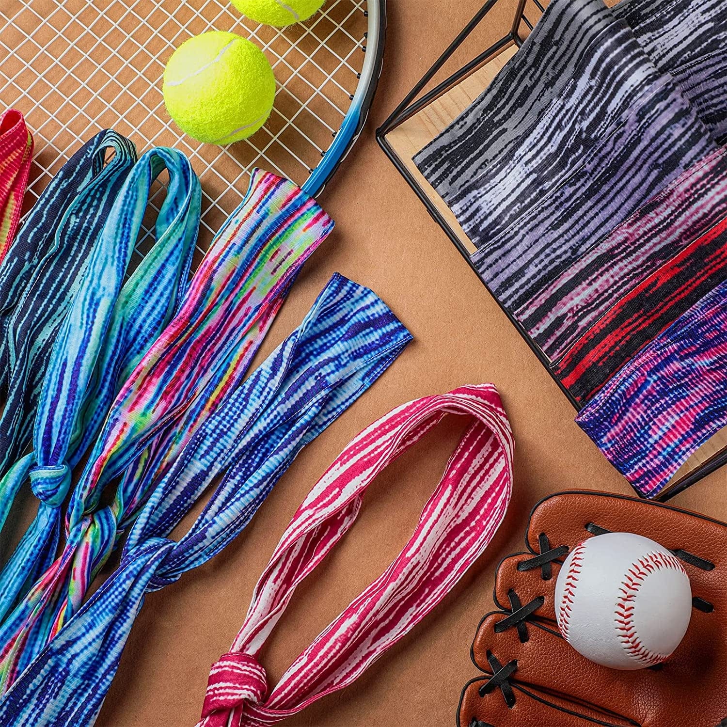 12 Pieces Tie Back Headbands Tie Dye Athletic Sports Head Band Adjustable Non Slip Tie Bandana Headband Running Tie Headband Sports Fan Headbands Sweat Wicking Hair Wrap for Men Women Yoga Workout Apparel & Accessories > Clothing Accessories > Bandanas & Headties Geyoga