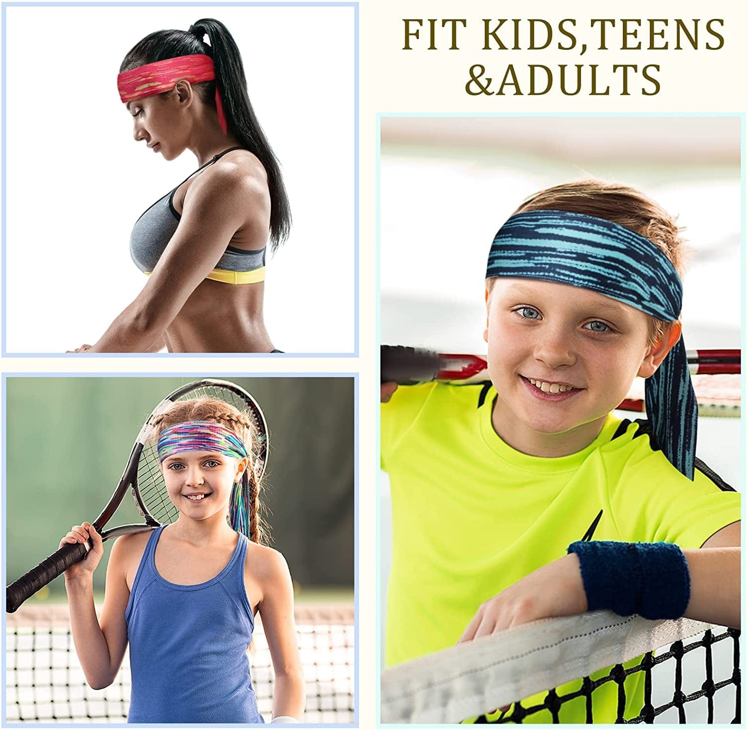 12 Pieces Tie Back Headbands Tie Dye Athletic Sports Head Band Adjustable Non Slip Tie Bandana Headband Running Tie Headband Sports Fan Headbands Sweat Wicking Hair Wrap for Men Women Yoga Workout Apparel & Accessories > Clothing Accessories > Bandanas & Headties Geyoga