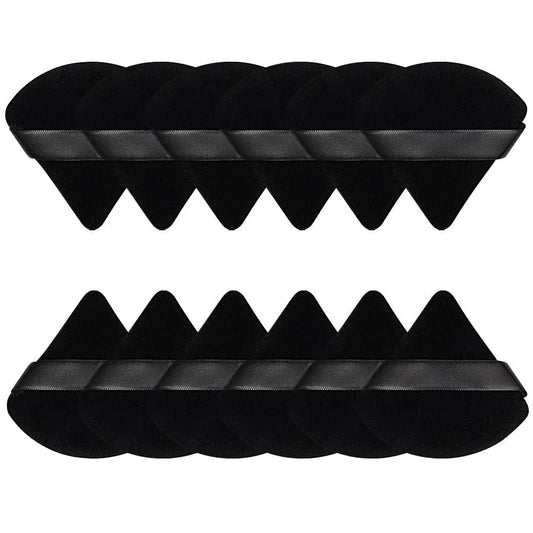 12 Pieces Triangle Powder Puff Soft Velour Puff Makeup Powder Puffs for Face Powder Loose Powder Cosmetic Foundation Beauty Blender Sponge Makeup Tools (Black) Health & Beauty > Personal Care > Cosmetics > Cosmetic Tools > Makeup Tools Pimoys Black