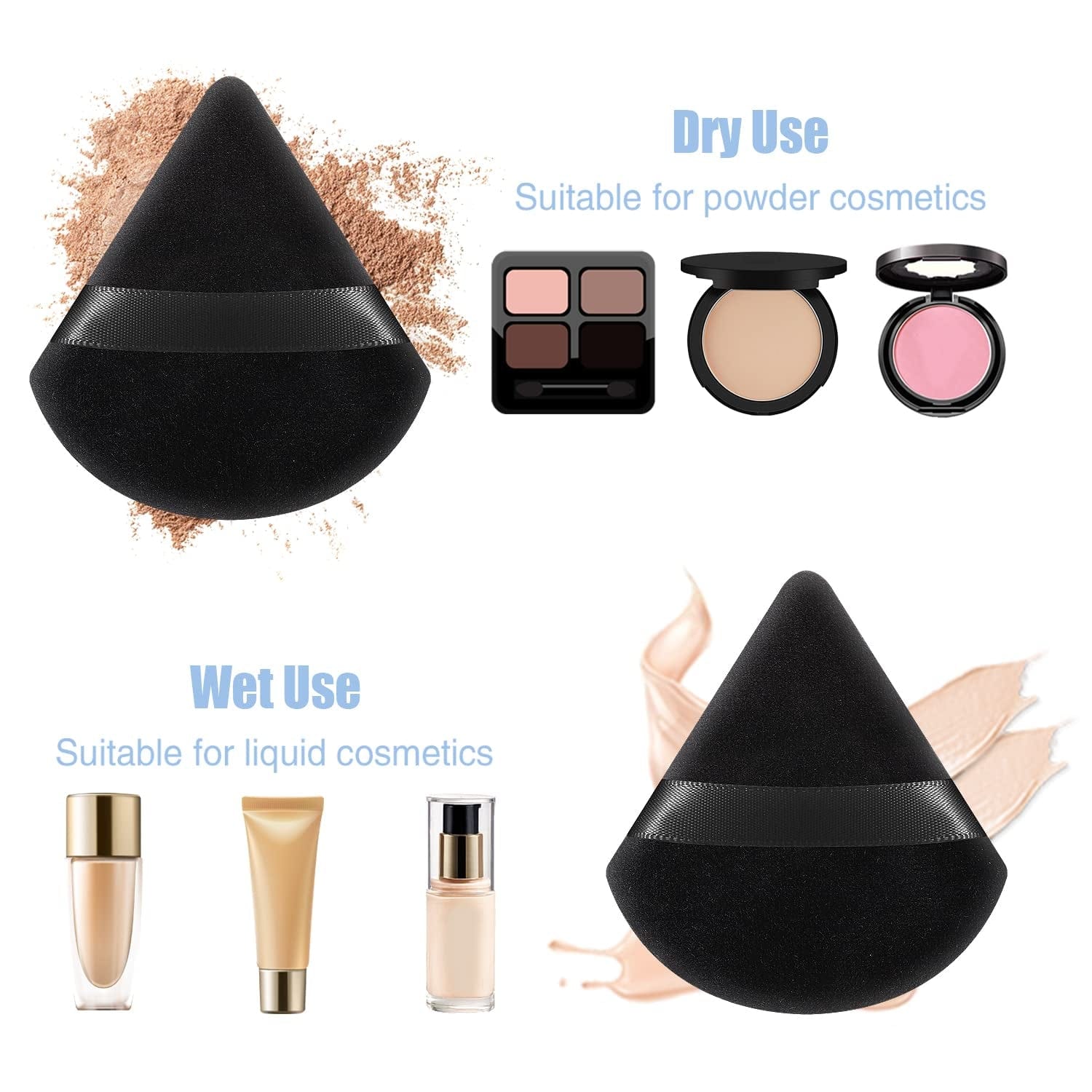 12 Pieces Triangle Powder Puff Soft Velour Puff Makeup Powder Puffs for Face Powder Loose Powder Cosmetic Foundation Beauty Blender Sponge Makeup Tools (Black) Health & Beauty > Personal Care > Cosmetics > Cosmetic Tools > Makeup Tools Pimoys