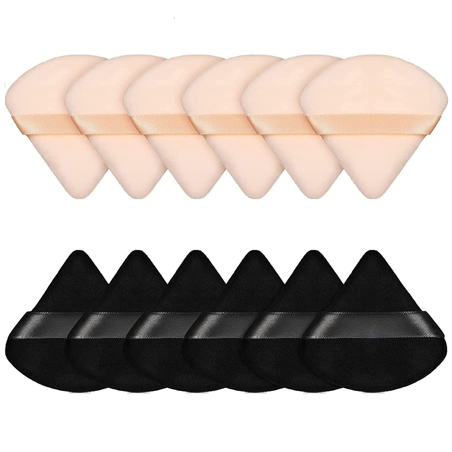 12 Pieces Triangle Powder Puff Soft Velour Puff Makeup Powder Puffs for Face Powder Loose Powder Cosmetic Foundation Beauty Blender Sponge Makeup Tools (Black) Health & Beauty > Personal Care > Cosmetics > Cosmetic Tools > Makeup Tools Pimoys Black and Nude
