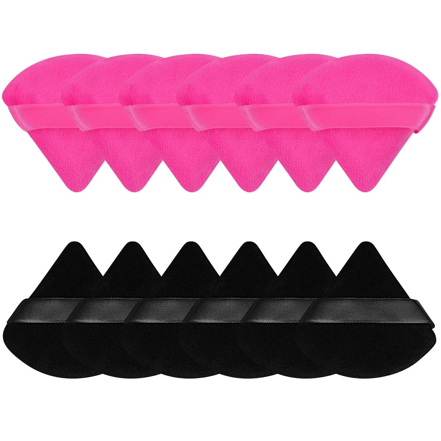 12 Pieces Triangle Powder Puff Soft Velour Puff Makeup Powder Puffs for Face Powder Loose Powder Cosmetic Foundation Beauty Blender Sponge Makeup Tools (Black) Health & Beauty > Personal Care > Cosmetics > Cosmetic Tools > Makeup Tools Pimoys Black and Red