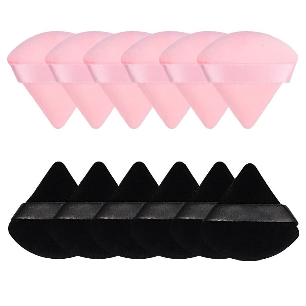 12 Pieces Triangle Powder Puff Soft Velour Puff Makeup Powder Puffs for Face Powder Loose Powder Cosmetic Foundation Beauty Blender Sponge Makeup Tools (Black) Health & Beauty > Personal Care > Cosmetics > Cosmetic Tools > Makeup Tools Pimoys Black and Pink