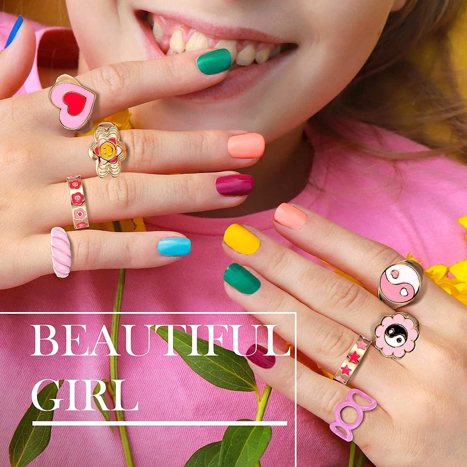 12 Pieces Y2K Rings Colorful Resin Acrylic Rings Chunky Rings Vintage Knuckle Rings Trendy Enamel Rings for Women Classic Style