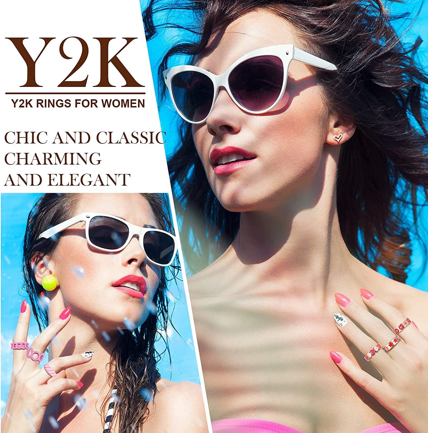 12 Pieces Y2K Rings Colorful Resin Acrylic Rings Chunky Rings Vintage Knuckle Rings Trendy Enamel Rings for Women Classic Style