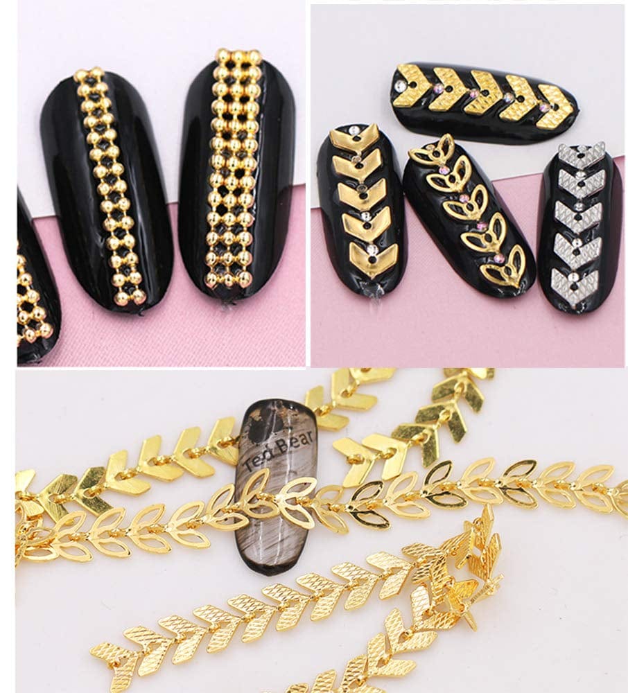 12 Styles Metal Nails Supplies 3D Nail Accessory Chains for Women Nail Art Decoration Charms 3.9In Mix Nail Punk Glitter Studs Line Pattern Mixed Design Nail DIY Decoration Tools Health & Beauty > Personal Care > Cosmetics > Cosmetic Tools > Nail Tools Letswin