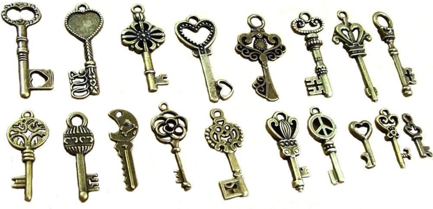 120 Gram Antique Bronze Vintage Skeleton Keys Steampunk Gears Cogs Charms Pendant Clock Watch Wheel for Jewelry Making Supplies, Steampunk Accessories, Craft Projects (Approx 80Pcs) Style1