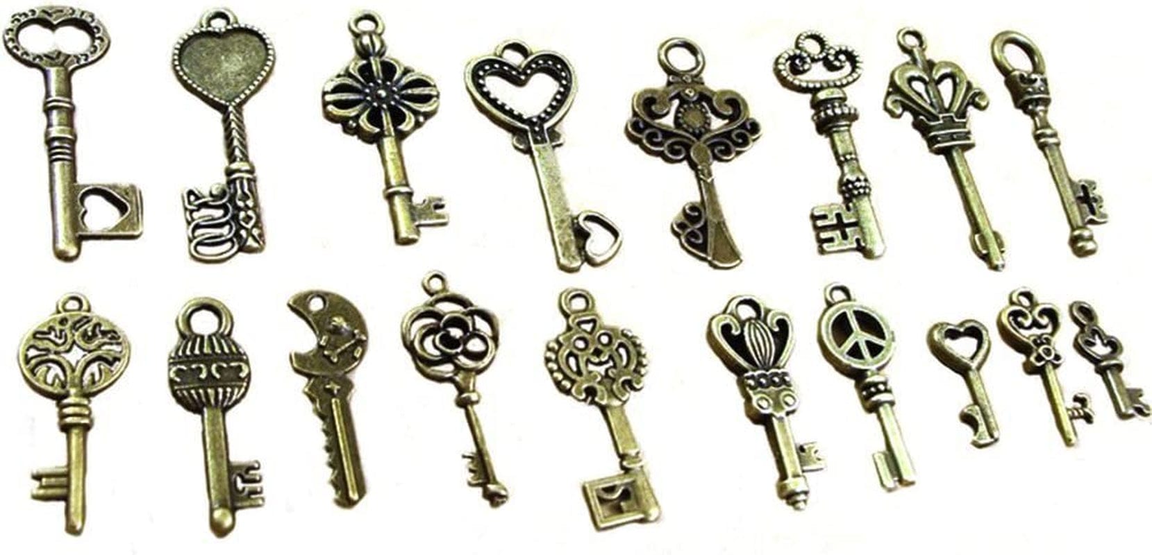 120 Gram Antique Bronze Vintage Skeleton Keys Steampunk Gears Cogs Charms Pendant Clock Watch Wheel for Jewelry Making Supplies, Steampunk Accessories, Craft Projects (Approx 80Pcs) Style1