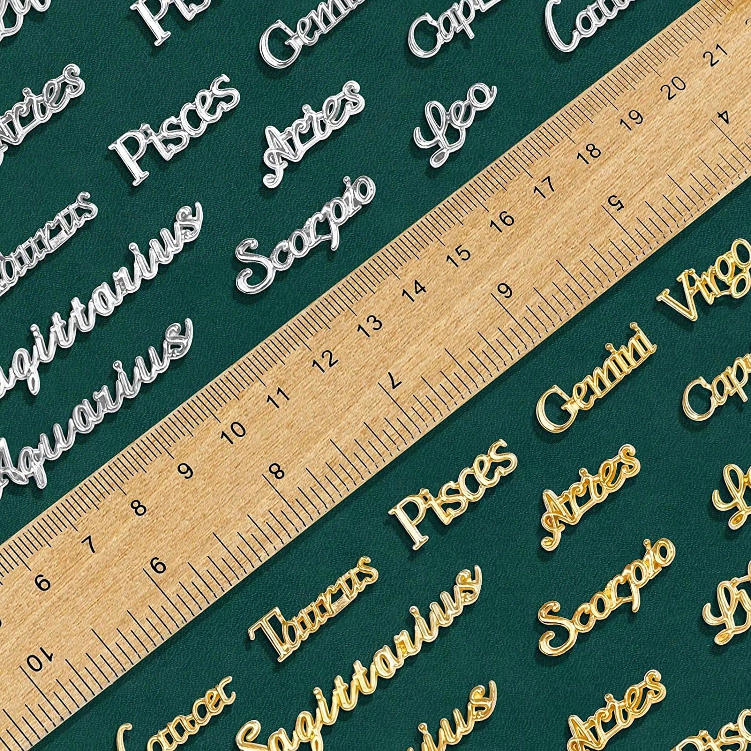 120 PCS Zodiac Word Message Charm Pendant, Gold and Silver Twelve Constellation Charm Alloy Zodiac Nail Charms DIY Pendant for Jewelry Making , Resin Mold , Nail , Etc.