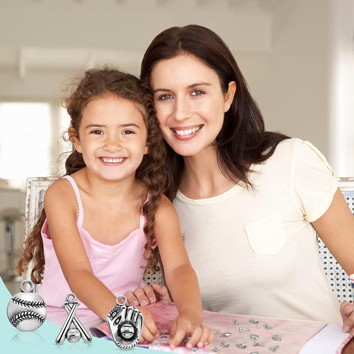 120 Pieces Alloy Baseball Charms Silver Softball Charms Baseball Glove Bat Charms Antique Softball Beads Sports Theme Pendants for Bracelet Necklace Earring DIY Jewelry Making, 3 Styles