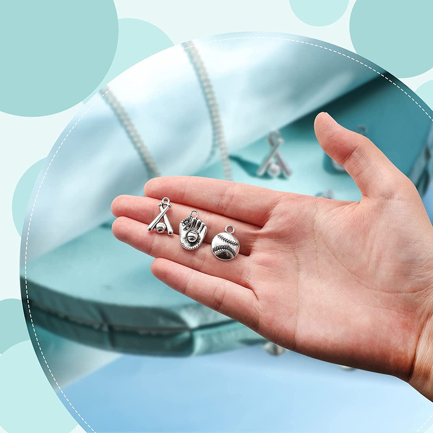 120 Pieces Alloy Baseball Charms Silver Softball Charms Baseball Glove Bat Charms Antique Softball Beads Sports Theme Pendants for Bracelet Necklace Earring DIY Jewelry Making, 3 Styles