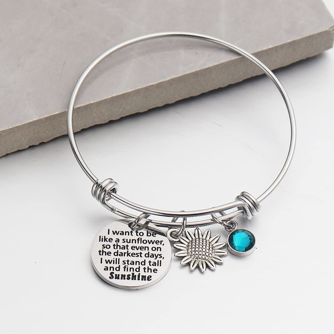JINGMARUO Sunflower Bracelet I Want to Be like a Sunflower so That Even on the Darkest Days with Birthstone Charm Birthday Gift Flower Bracelet Apparel & Accessories > Jewelry > Bracelets JINGMARUO