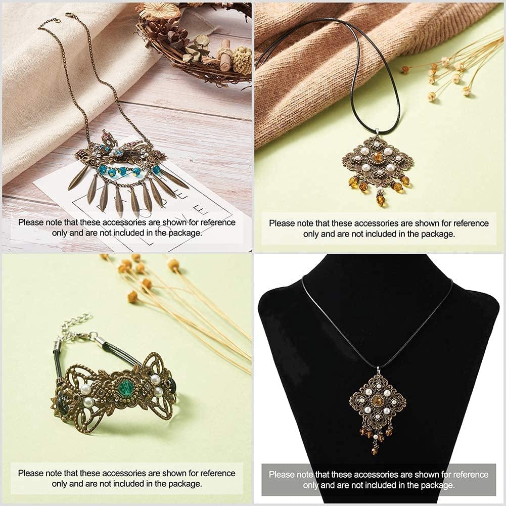 120Pcs/Box Antique Bronze Iron Filigree Connector Charm Pendants Tibetan Metal Filigree Findings for DIY Hairpin Necklace Jewelry Making Antique Bronze