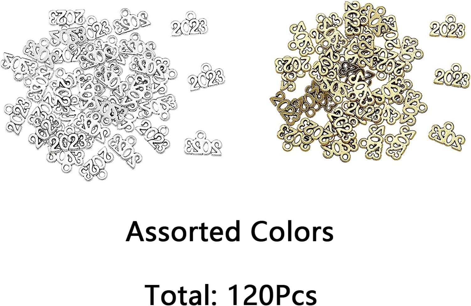 120Pcs Year 2023 Signet Charms Pendant Alloy Year Letter Charms for Jewelry Making DIY Craft Necklace Bracelet Earrings Keychain Supplies