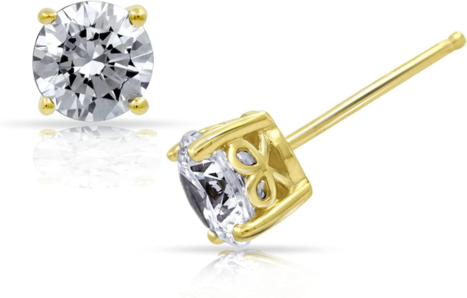 Collection Platinum or Gold Plated Sterling Silver Round-Cut Stud Earrings Made with Infinite Elements Zirconia Apparel & Accessories > Jewelry > Earrings Amazon Collection Yellow-gold-plated 2 cttw