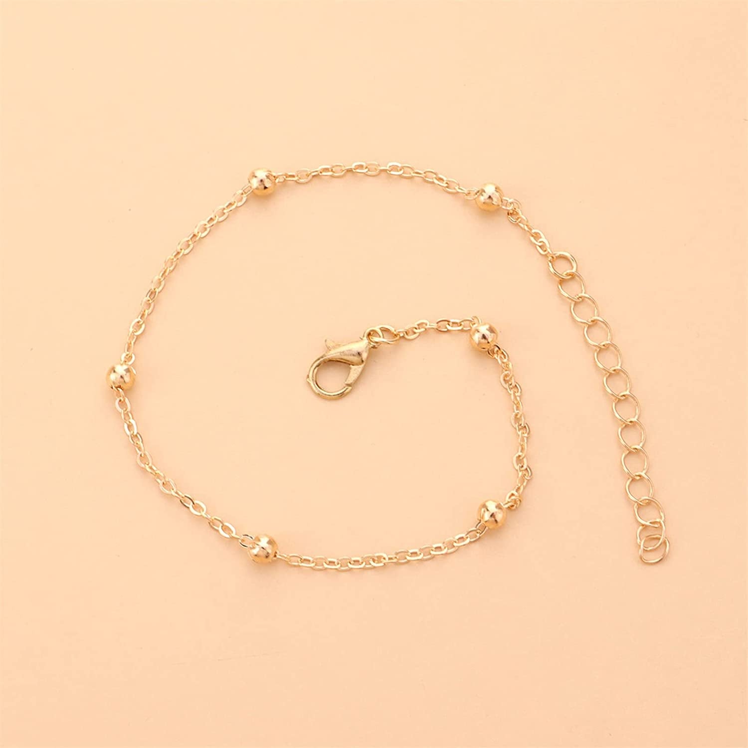 Gold Anklets for Women Dainty Link Ankle Bracelets Chain Adjustable Pearl Charm Anklet Beach Jewelry for Teen Girls Mom Birthday (Gold, One Size) Apparel & Accessories > Jewelry > Anklets Generic