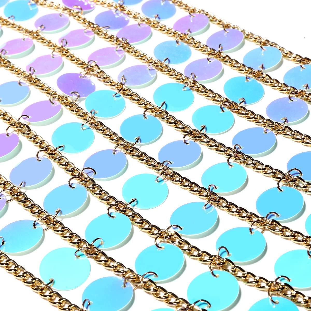 Ingemark Harness Waist Bikini Chain Shirt Bra Body Chain Outfits Bralette for Women Gold Silver Sequin Halter Backless Tank Top Bra Apparel & Accessories > Jewelry > Body Jewelry ZLZL