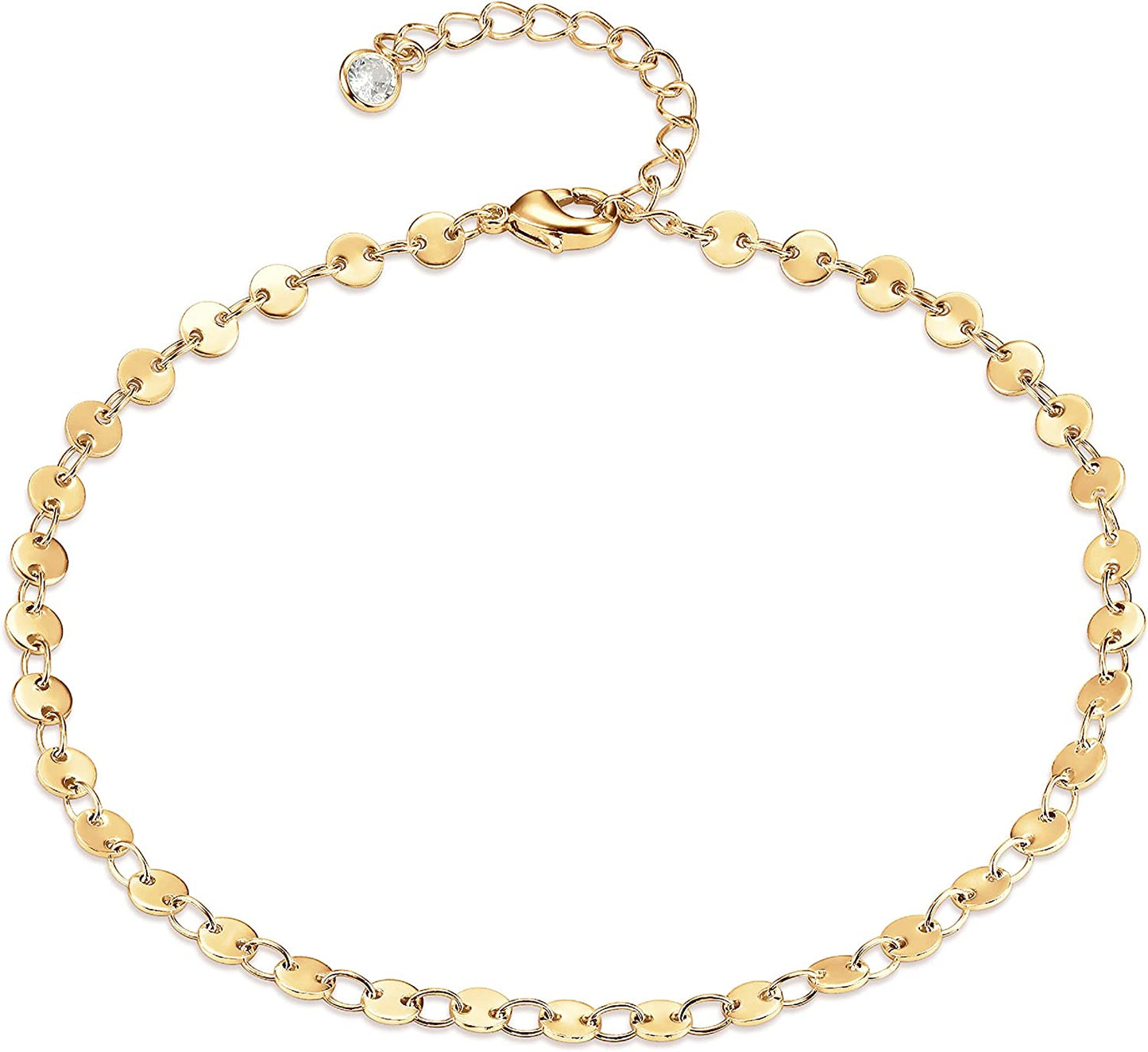 Women Dainty Anklet,14K Gold Plated Satellite Anklet Double Layered Cute Beads Chain Tassel Coin Disc Heart Summer Ankle Bracelet Boho Beach Foot Chain Apparel & Accessories > Jewelry > Anklets Befettly Coin Gold