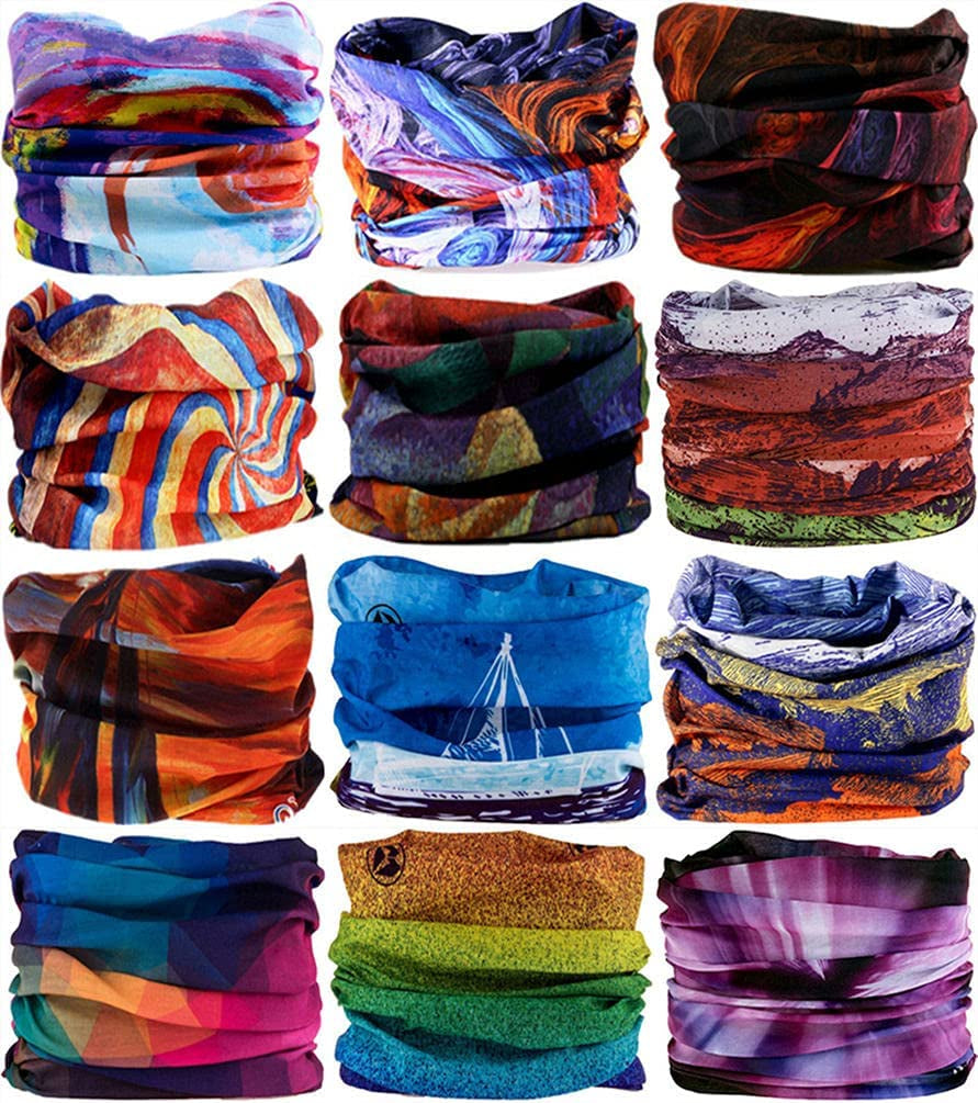 VANCROWN Headband Neck Gaiter Head Wrap Headwear Face Mask Magic Scarf Bandana for Men and Women Apparel & Accessories > Clothing Accessories > Headwear VANCROWN 12PCS.Painting