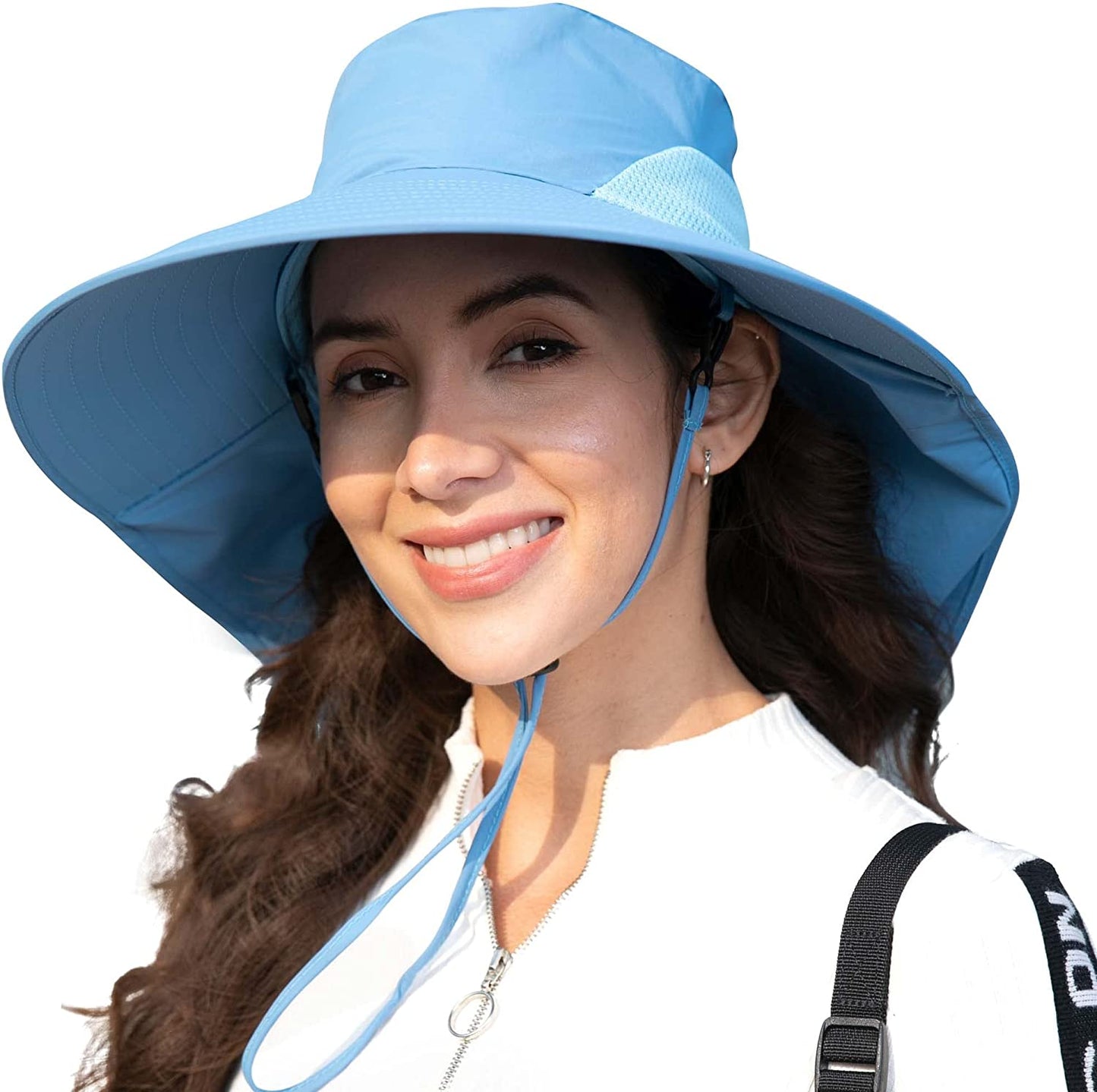 Toppers Womens Mens Sun Hat Rollable UPF 50+ Wide Brim Gardening Hat with Neck Flap Apparel & Accessories > Clothing Accessories > Hats Toppers Ponytail Bow_blue