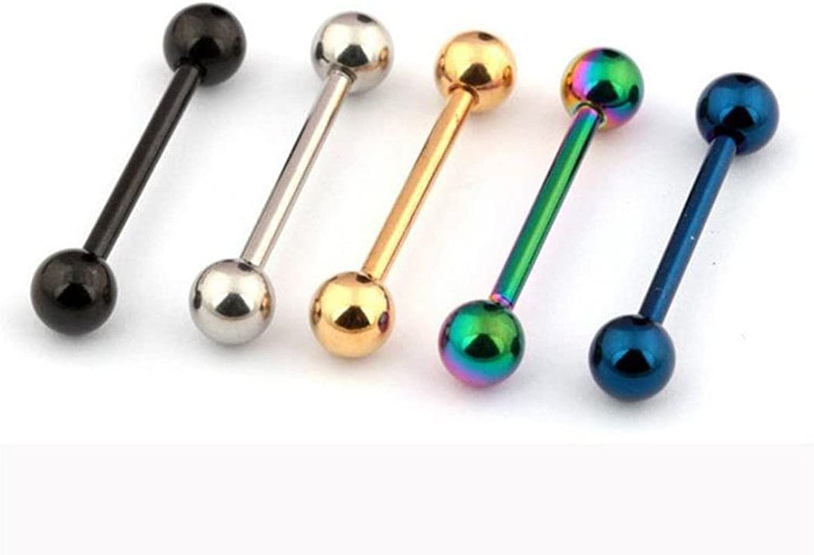 12Pc 14G Mix-Color Stainless Steel Straight Barbell Tongue Rings Bars Piercing 5/8" Length Apparel & Accessories > Jewelry > Body Jewelry Kiokioa
