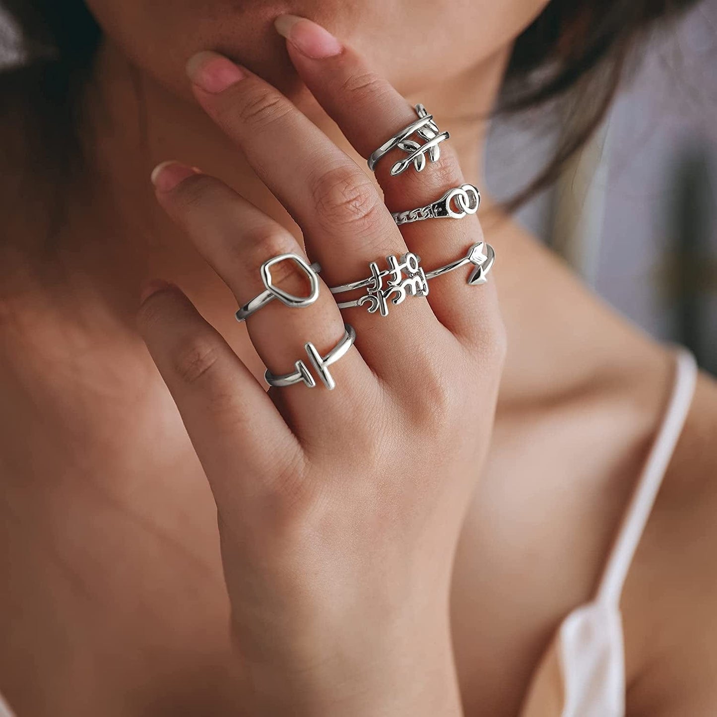 12PCS Adjustable Stackable Thumb Open Rings Set for Women 14K Gold Plated Knuckle Stacking Rings Set Boho Vintage Finger Rings