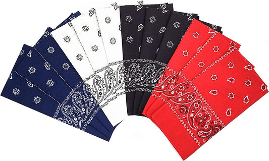 12Pcs Bandana 100% Cotton Custom Fashion Paisley Design Multifunctional Outdoor Square Handkerchief Apparel & Accessories > Clothing Accessories > Bandanas & Headties Vamqor Basic Assorted