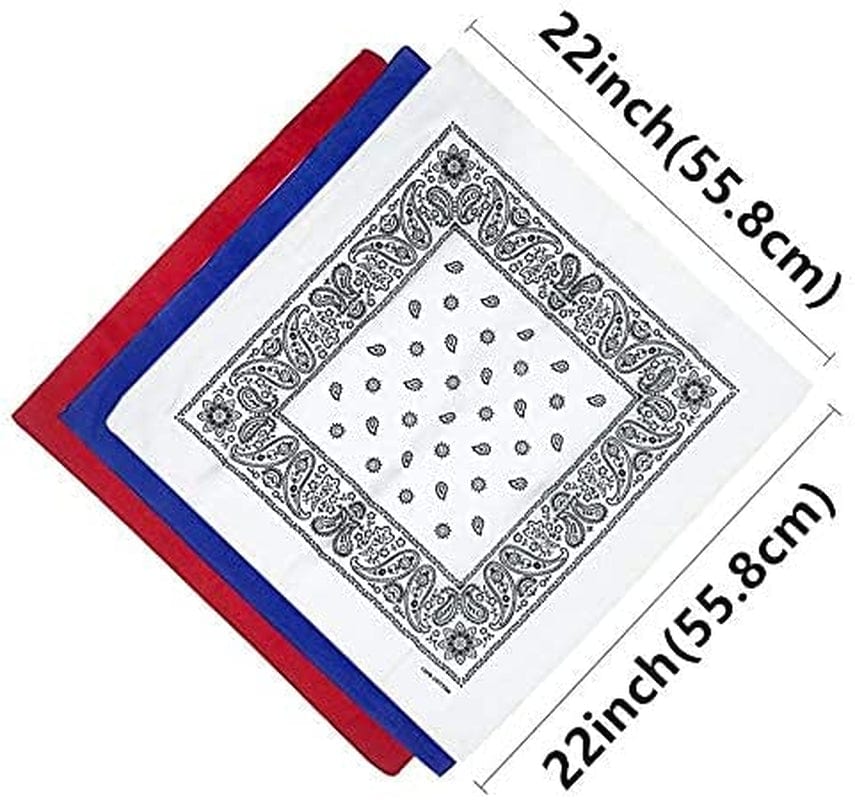 12Pcs Bandana 100% Cotton Custom Fashion Paisley Design Multifunctional Outdoor Square Handkerchief Apparel & Accessories > Clothing Accessories > Bandanas & Headties Vamqor