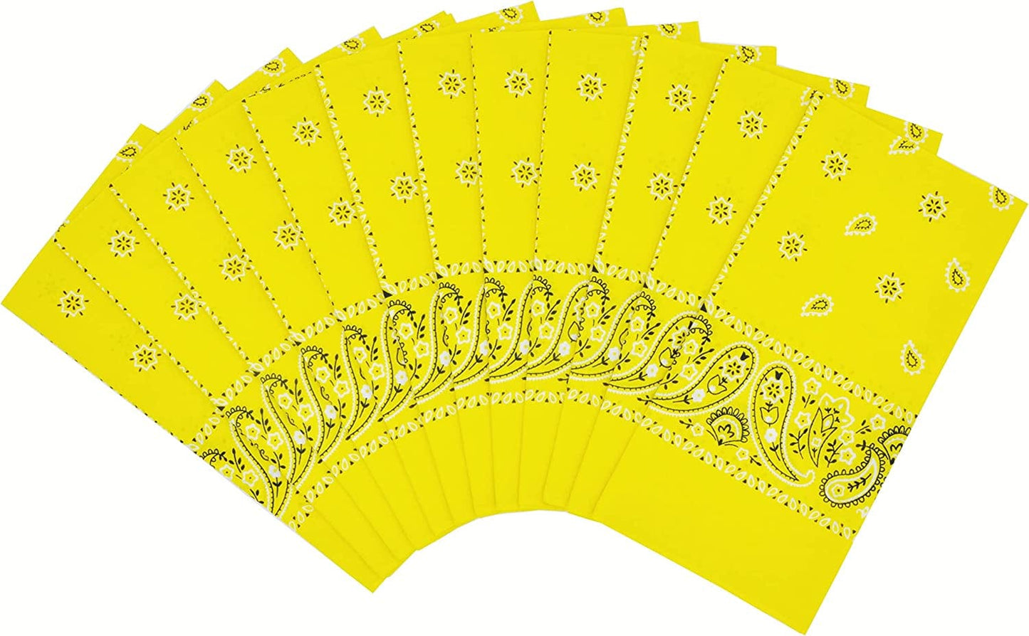 12Pcs Bandana 100% Cotton Custom Fashion Paisley Design Multifunctional Outdoor Square Handkerchief Apparel & Accessories > Clothing Accessories > Bandanas & Headties Vamqor Yellow