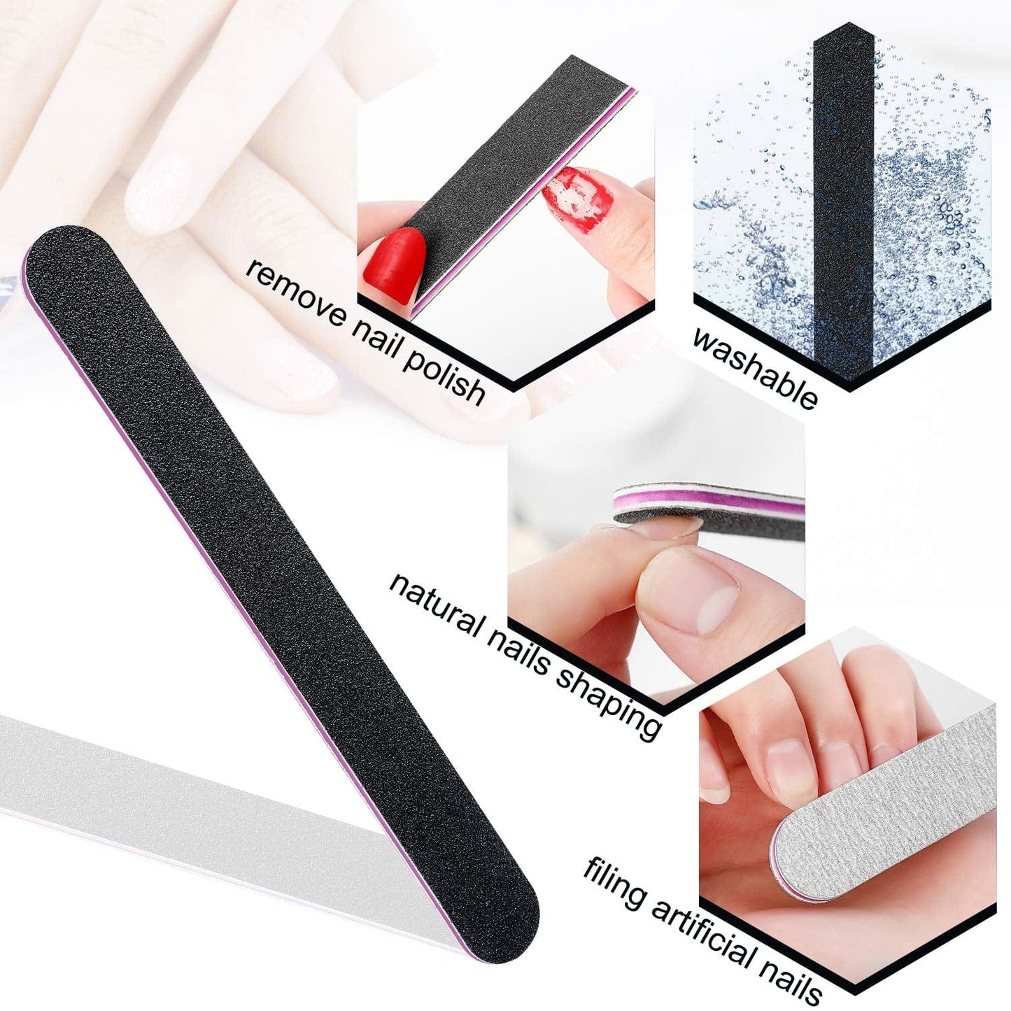 12PCS Nail Files,Professional Manicure Pedicure Tools Which Can Shape and Smooth Your Nails,Emery Boards Nail File for Acrylic Natural Nails,10Pcs Black 100/180 Grit and 2PCS Purple 180/240 Nail File Health & Beauty > Personal Care > Cosmetics > Cosmetic Tools > Nail Tools YINYIN