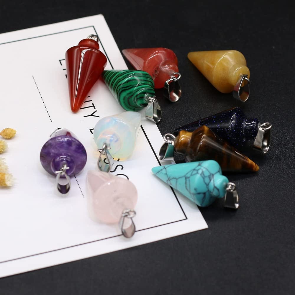 12Pcs Natural Stone Pendant Rose Quartz Unakite Charms for DIY Accessories Jewelry Making Necklaces Bracelets