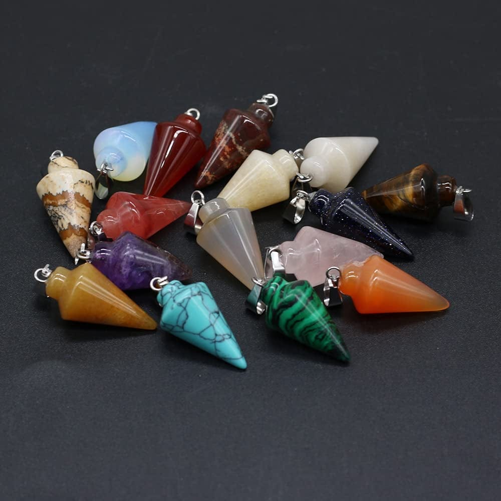 12Pcs Natural Stone Pendant Rose Quartz Unakite Charms for DIY Accessories Jewelry Making Necklaces Bracelets