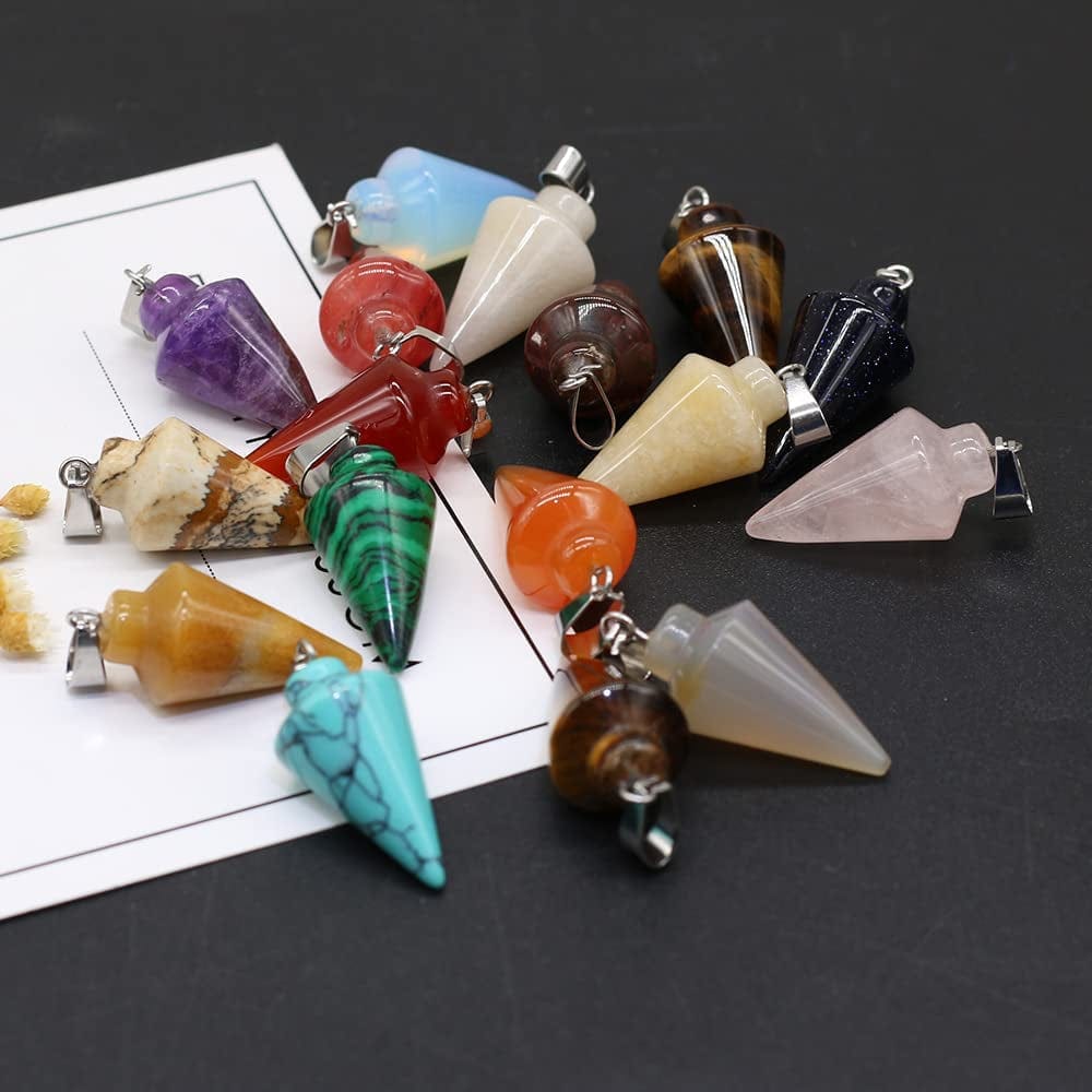 12Pcs Natural Stone Pendant Rose Quartz Unakite Charms for DIY Accessories Jewelry Making Necklaces Bracelets