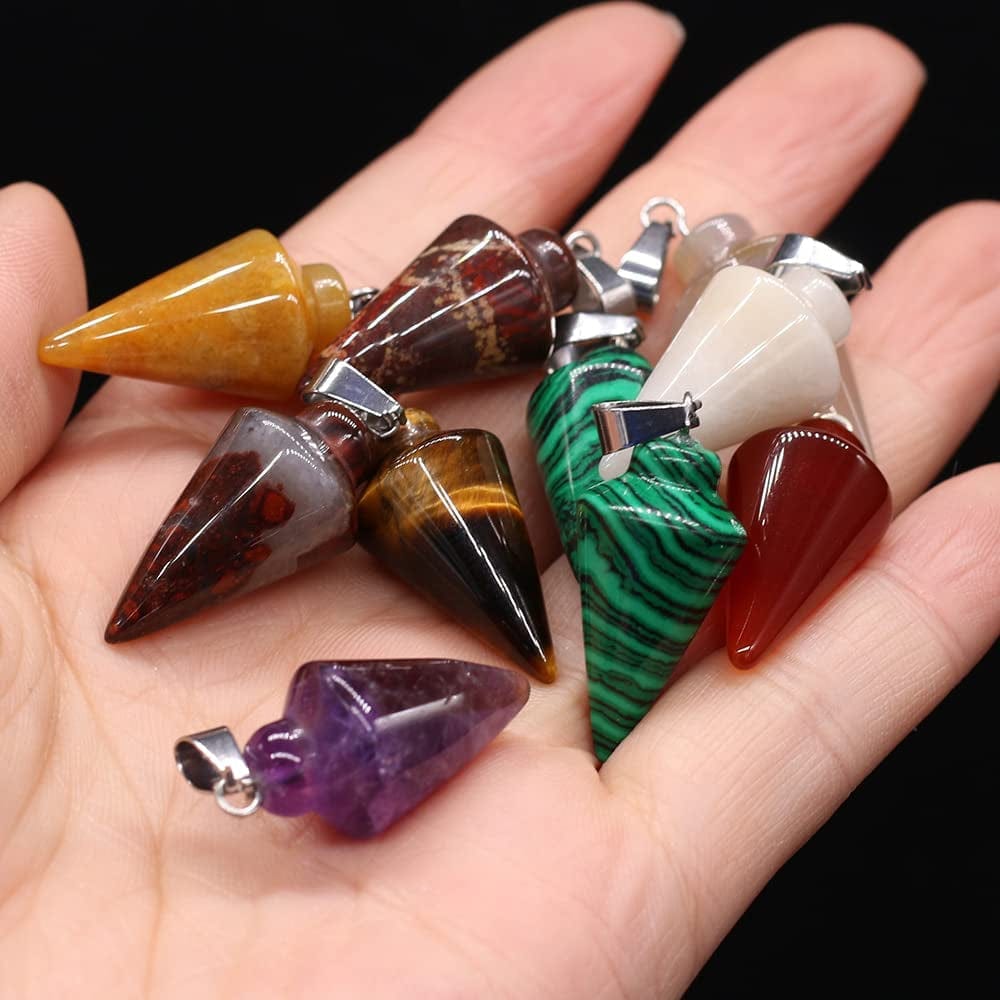 12Pcs Natural Stone Pendant Rose Quartz Unakite Charms for DIY Accessories Jewelry Making Necklaces Bracelets
