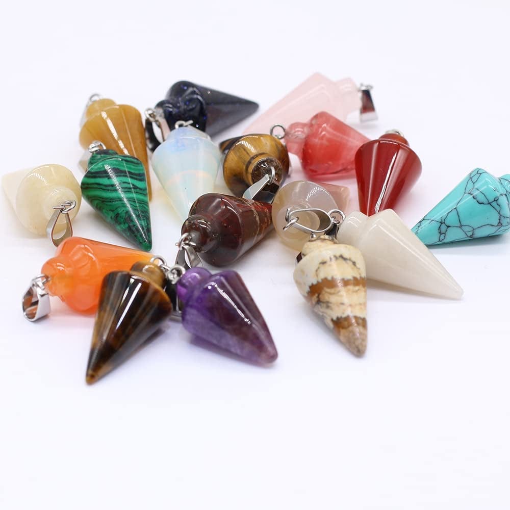 12Pcs Natural Stone Pendant Rose Quartz Unakite Charms for DIY Accessories Jewelry Making Necklaces Bracelets