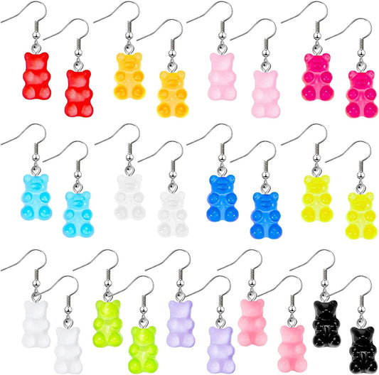 13 Pairs Candy Bear Earrings Gummy Resin Bear Drop Colorful Cartoon Dangle Drop Earrings for Women Apparel & Accessories > Jewelry > Earrings Yaomiao