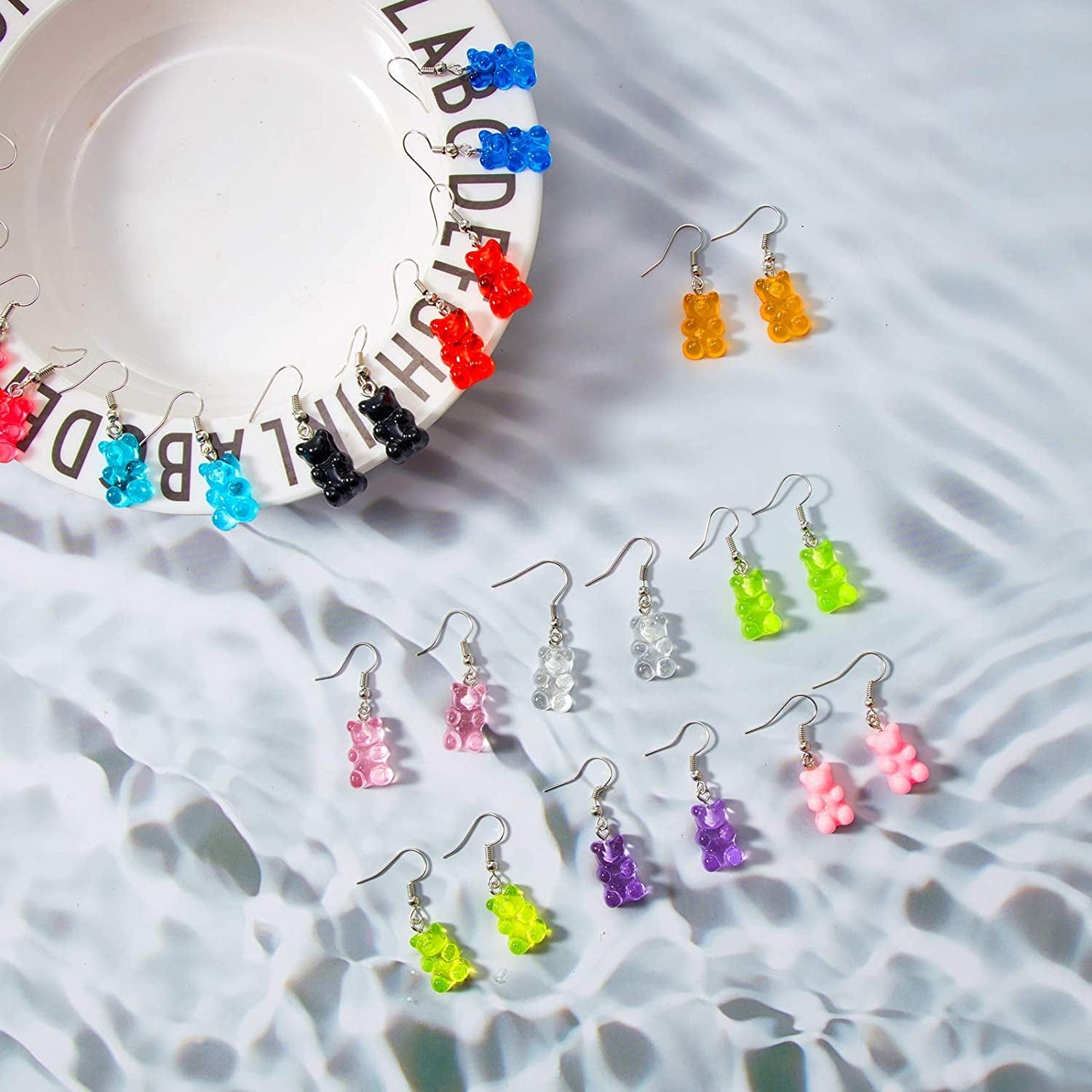 13 Pairs Candy Bear Earrings Gummy Resin Bear Drop Colorful Cartoon Dangle Drop Earrings for Women Apparel & Accessories > Jewelry > Earrings Yaomiao