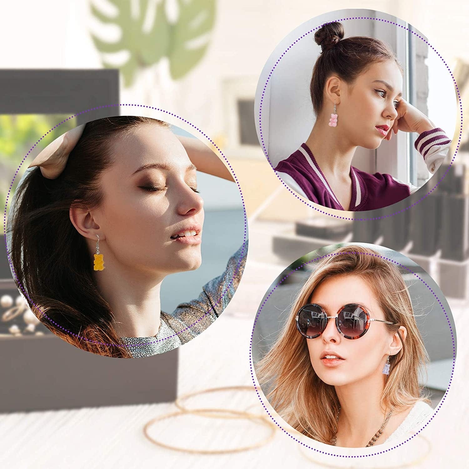 13 Pairs Candy Bear Earrings Gummy Resin Bear Drop Colorful Cartoon Dangle Drop Earrings for Women Apparel & Accessories > Jewelry > Earrings Yaomiao