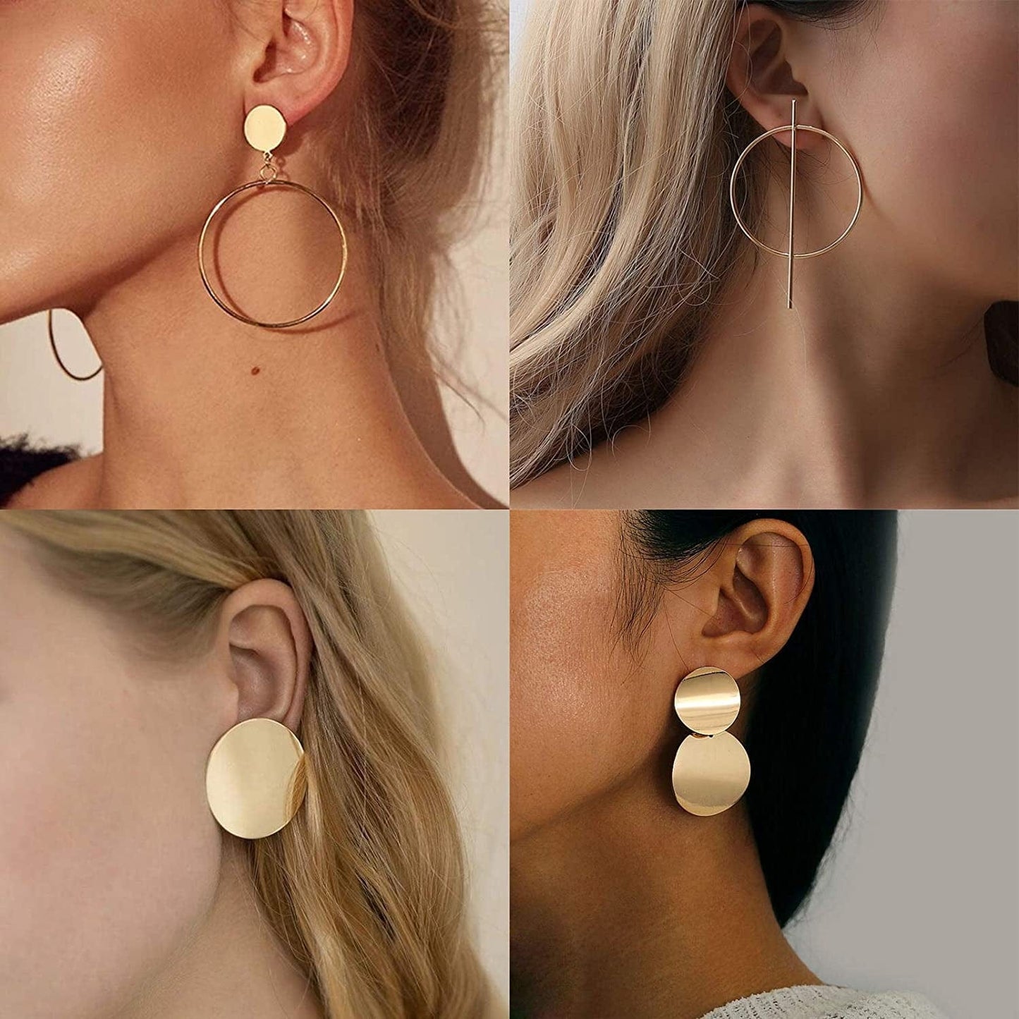 13 Pairs Statement Drop Dangle Earrings, Gold Stud Earrings for Women & Fashion Big Geometric Earrings for Girls, Hanging Earring Set Jewelry Gifts 13 Pairs Earrings