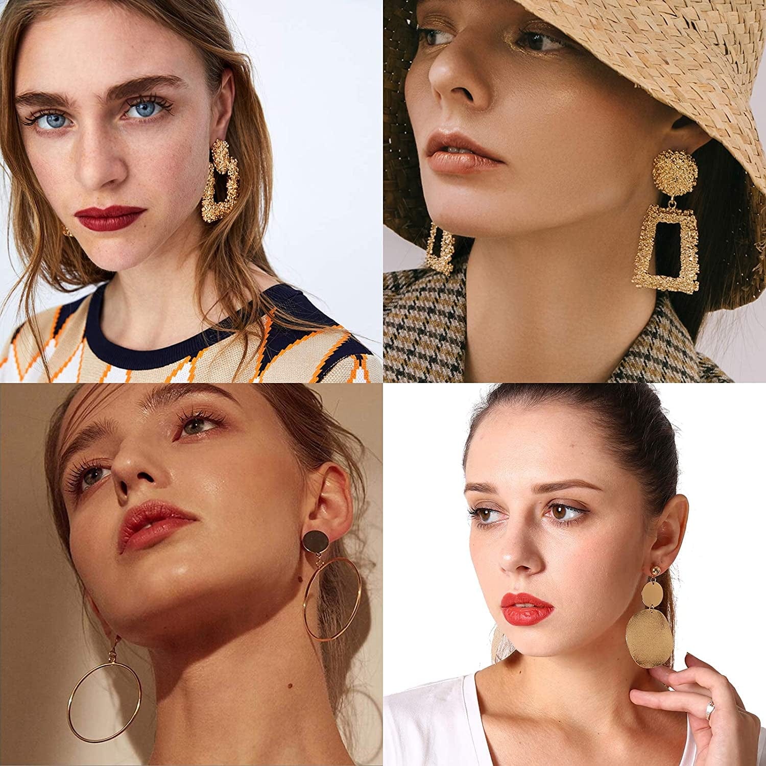 13 Pairs Statement Drop Dangle Earrings, Gold Stud Earrings for Women & Fashion Big Geometric Earrings for Girls, Hanging Earring Set Jewelry Gifts 13 Pairs Earrings