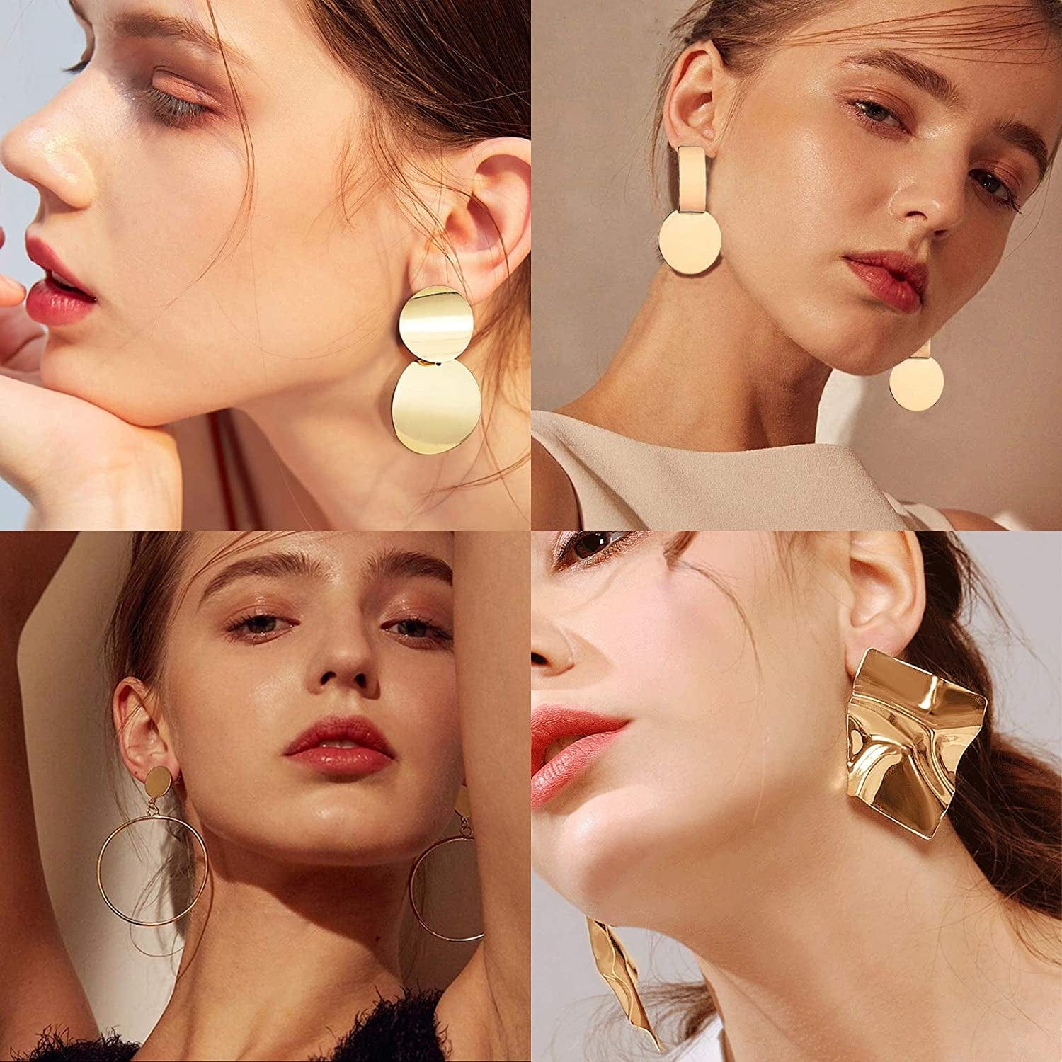 13 Pairs Statement Drop Dangle Earrings, Gold Stud Earrings for Women & Fashion Big Geometric Earrings for Girls, Hanging Earring Set Jewelry Gifts 13 Pairs Earrings