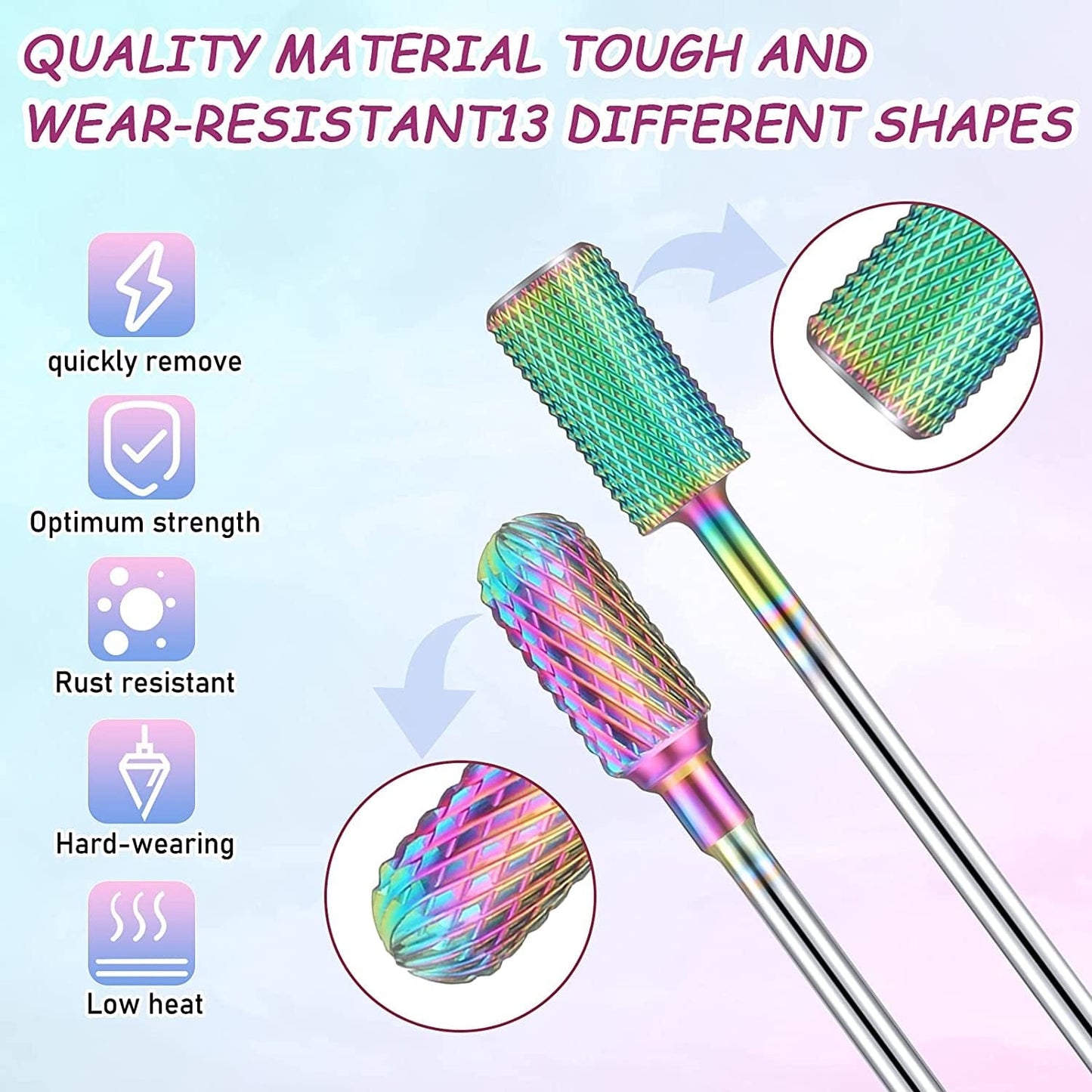 13 Pieces Nail Drill Bits Set Nail Cuticle Drill Bit Polish Removing Drill Bit Tungsten Carbide Ceramic Nail File Bits Acrylic Nail Gel File Bits for Manicure Pedicure Tools Accessories 3/32 Inch Health & Beauty > Personal Care > Cosmetics > Cosmetic Tools > Nail Tools Honoson