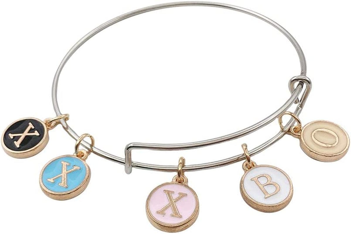 130 Pieces Mixed 5 Color Letter Beads Enamel Metal Letter Charms Double Sided Initial Pendant A-Z Alphabet Charm for Necklace Bracelet Jewelry Making HM504