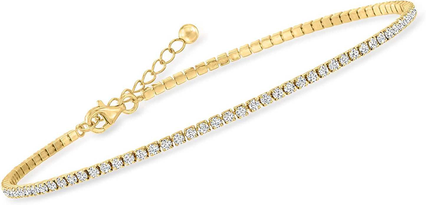 Ross-Simons 2.70 Ct. T.W. CZ Tennis Anklet Apparel & Accessories > Jewelry > Anklets Ross-Simons